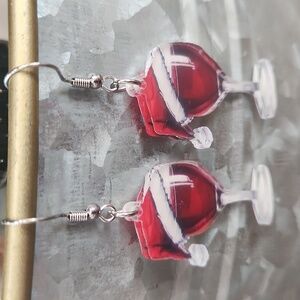 Festive Acrylic Wine Glass Earrings